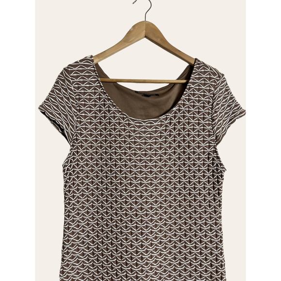 Sharagano Brown White Textured Sheath Dress Size 16 - Picture 2 of 7